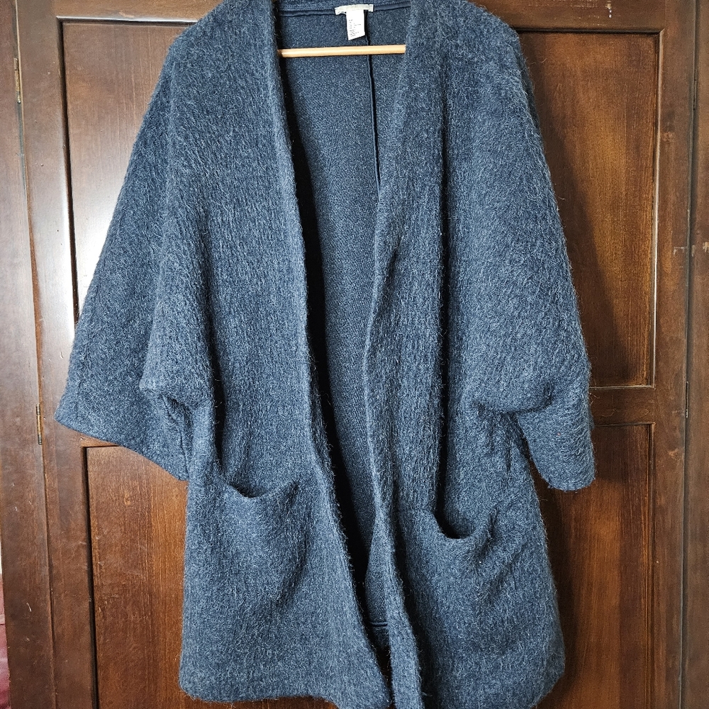 H&M Dark Gray Open-Front Fuzzy Cardigan